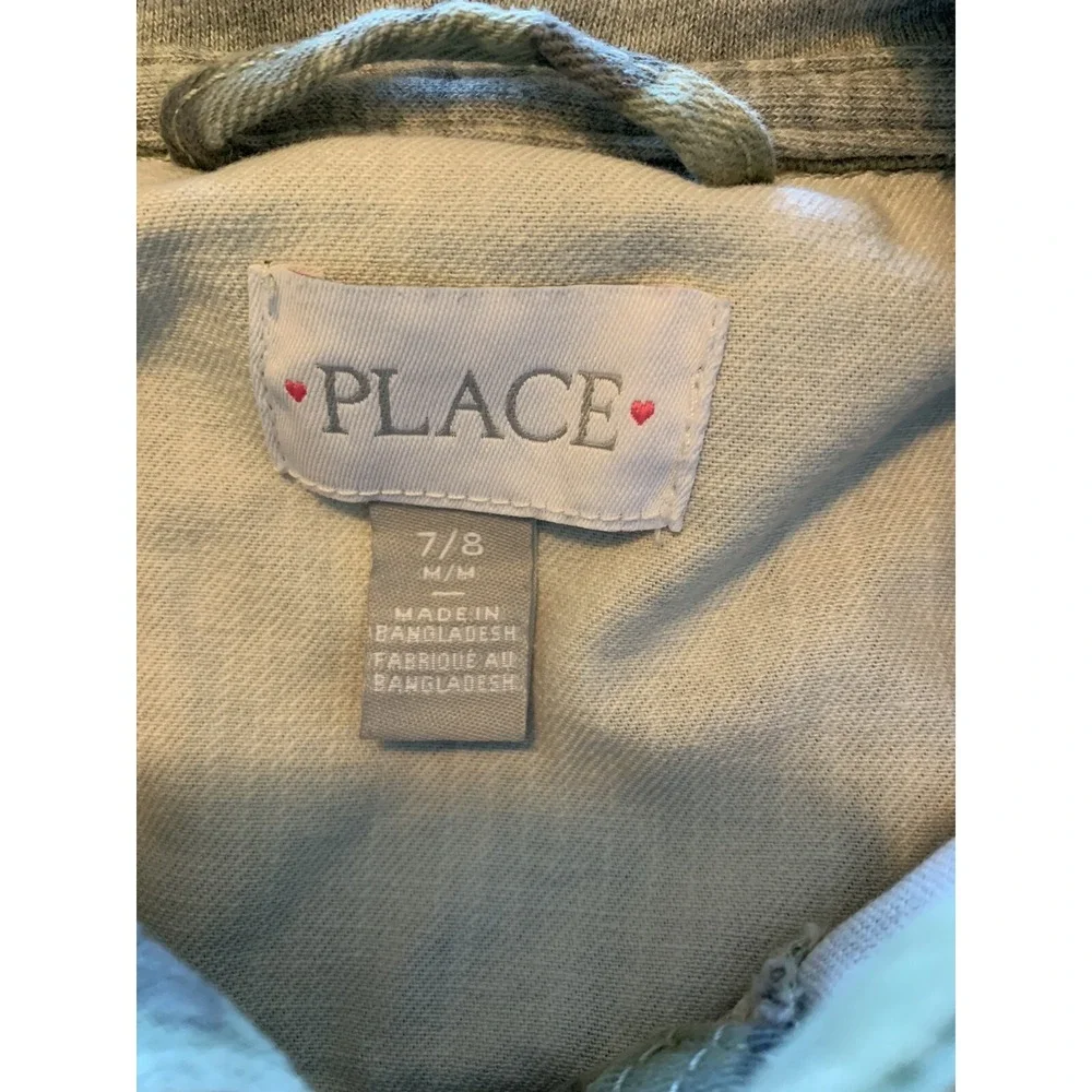 Childrens Place Girls Size 7/8 Green Camo‎ And Grey Hooded Jacket